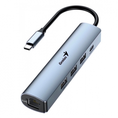 Hub Genius Uh-545 Usb-C A Usb-A, Usb-C Y Rj-45