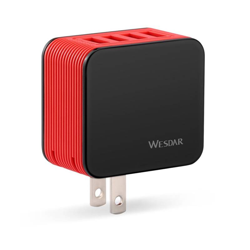 Cargador Pared Ac11 Black + Red Wesdar 4 Usb Negro/Rojo.