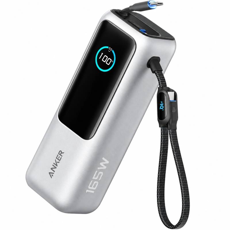 Power Bank Anker 25K 25000Mah 165W Usb-C Con Cables Integrados Retráctiles Plata (A1695H41)