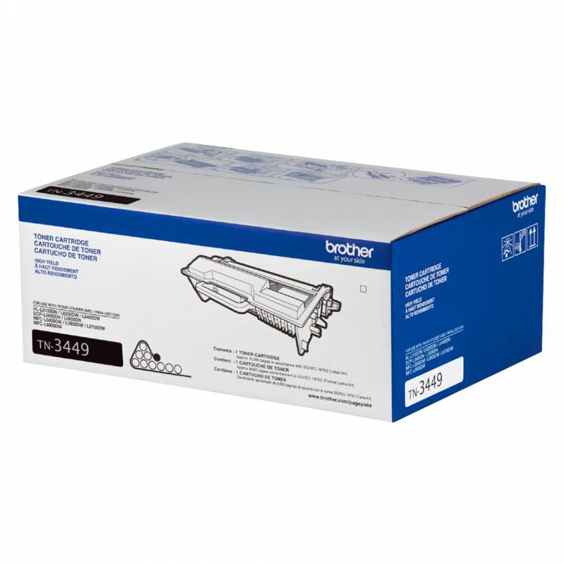 Toner Brother Original Tn3449 Negro. Rendimiento 8.000 Copias.