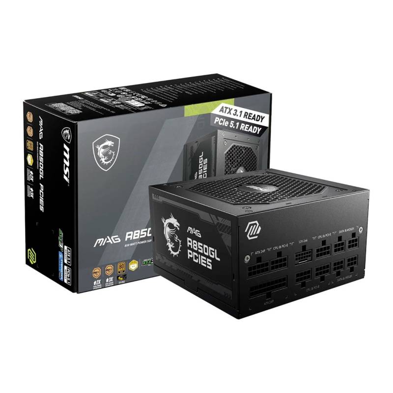 Fuente Mag A850Gl Pcie5 306-7Zp8A23-Ce0 Msi 850W 80+ Gold Modular