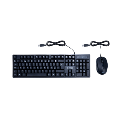 Combo Teclado Y Mouse Teros Te-5015S Usb Español 105 Teclas 1200 Dpi Negro