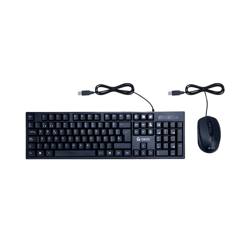 Combo Teclado Y Mouse Teros Te-5015S Usb Español 105 Teclas 1200 Dpi Negro