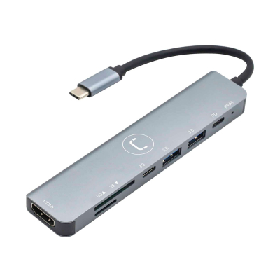 Hub Usb C 7En1 Unno Hb1107Sv Hdmi Usb Lector De Tarjetas