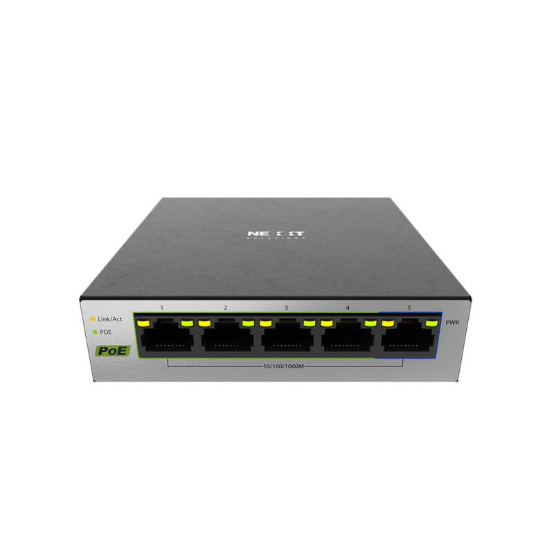Switch Nexxt Vertex501P 5 Puertos Gigabit 4 Poe+ 60W Nsw-V501P