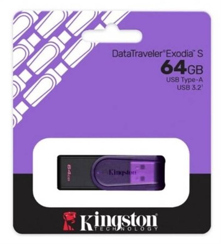 Pendrive Kingston Datatraveler Exodia S 64Gb Usb 3.2 Gen 1 Morado