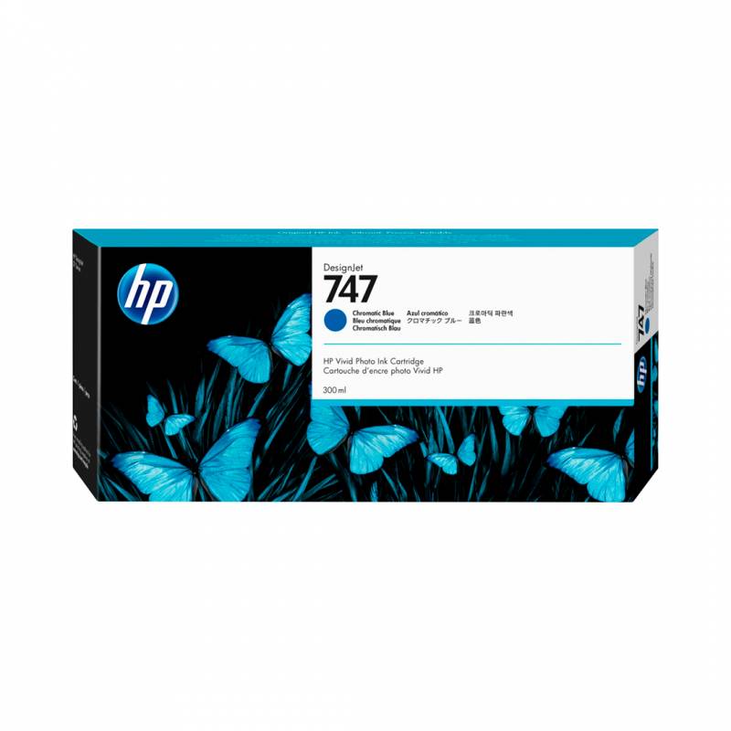 Cartucho De Tinta Original Hp 747 Azúl Cromática Rendimiento 300 Ml P2V85A