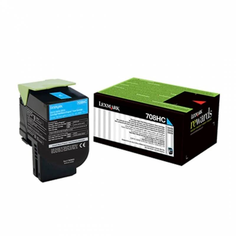 Toner Original Lexmark 70C8Hc0 Cyan. Rendimiento 3.000 Copias.