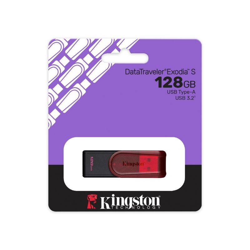 Pendrive Kingston Datatraveler Exodia S 128Gb Usb 3.2 Gen 1 Rojo