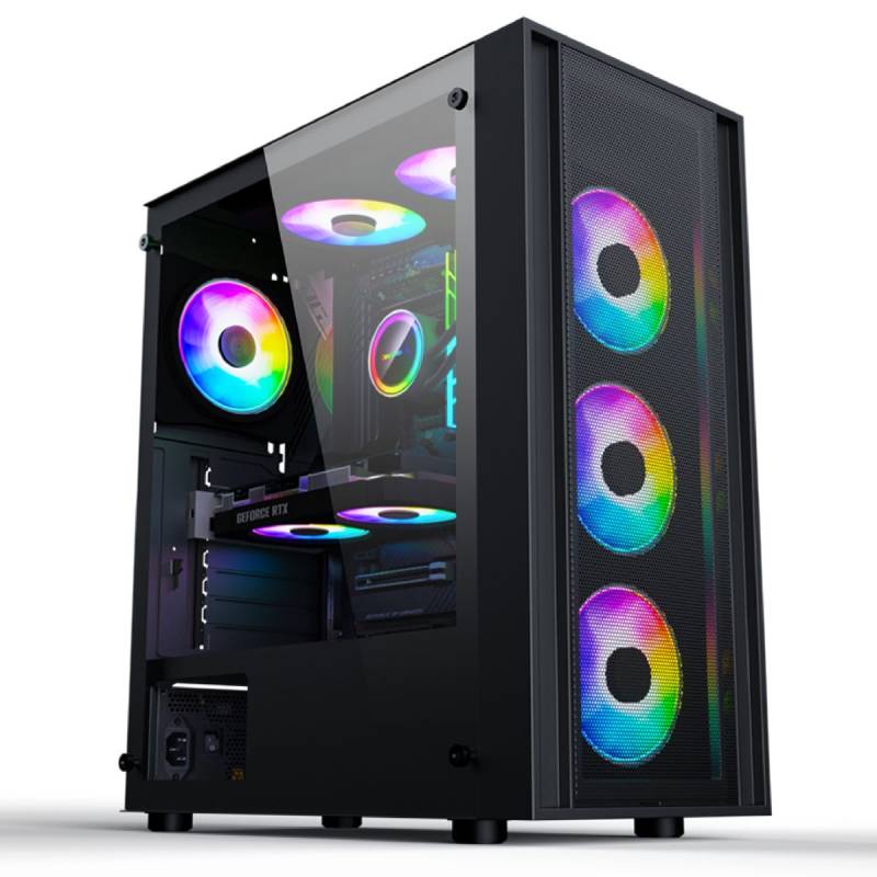 Gabinete Ca-123 Ca-123 Marvo Mesh Black Mid Tower.