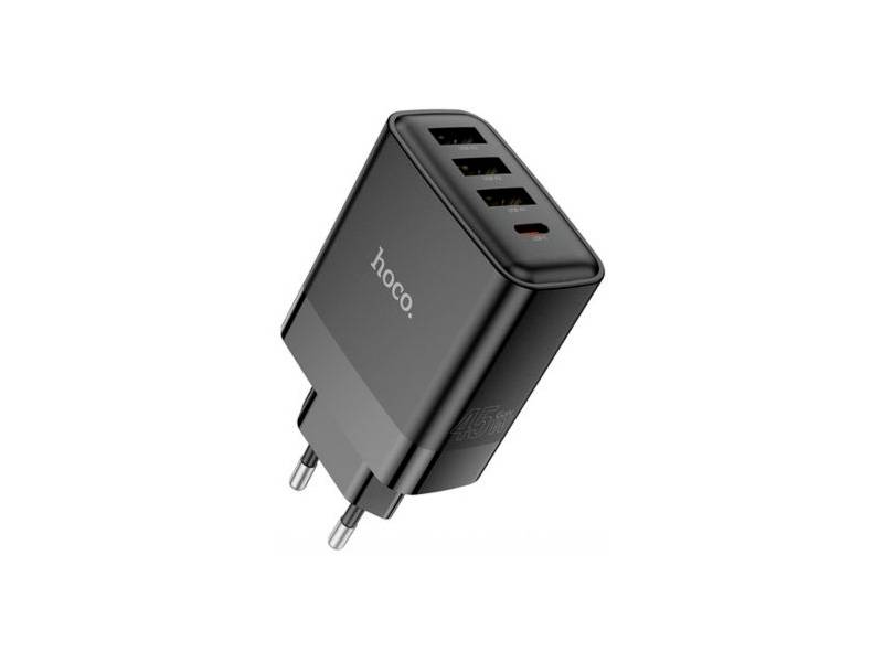 Cargador De Pared Hoco C127A 1 Usb-C/3 Usb-A Eu 45W Negro.