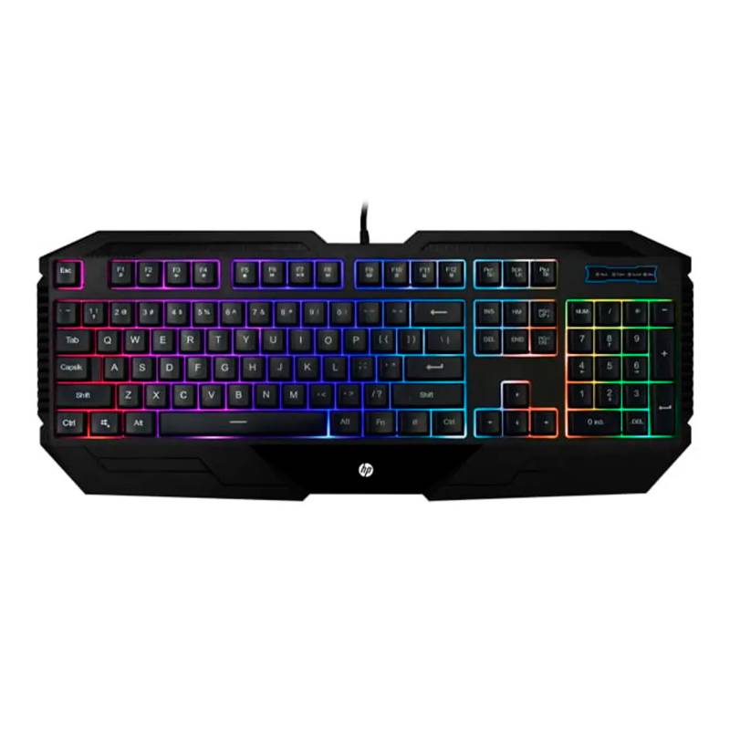 Teclado Gaming Hp K130 Usb Español Membrana Iluminación 4 Colores Negro