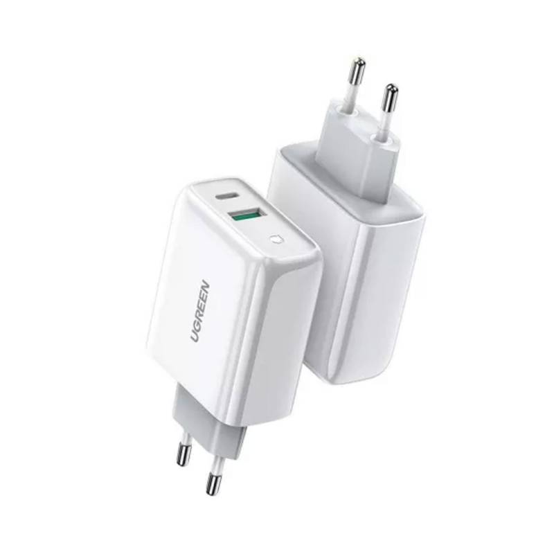 Cargador Pared 60468 Ugreen Usb + Usb-C 38W Power Delivery Blanco