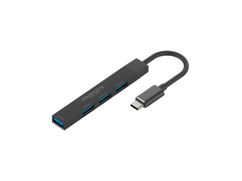 Hub Promate Litehub-4 Usb-C A Usb-3.0 Negro