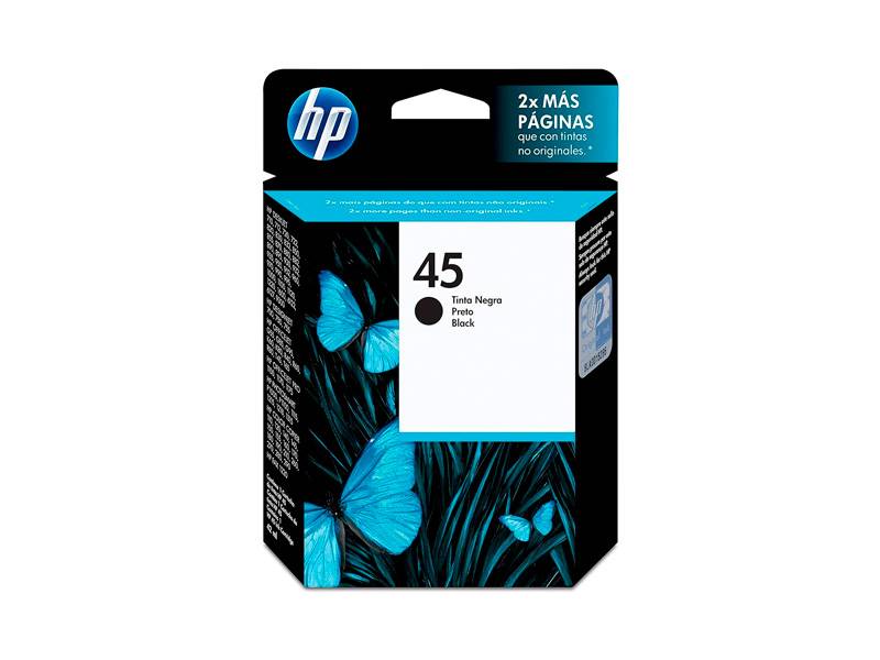 Cartucho De Tinta Original Hp 51645Al (45) Negro. Rendimiento 930 Copias.