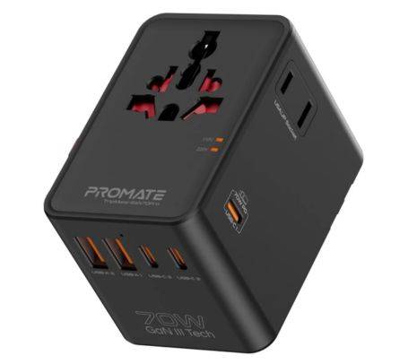 Adaptador Universal Promate Tripmate-Gan70Pro Ganiii 70W Pd 3.1