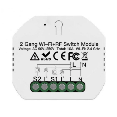 Mini Interruptor Inteligente Zrm-104B-Ms Moes Zigbee 3.0 + Rf433 2 Botones