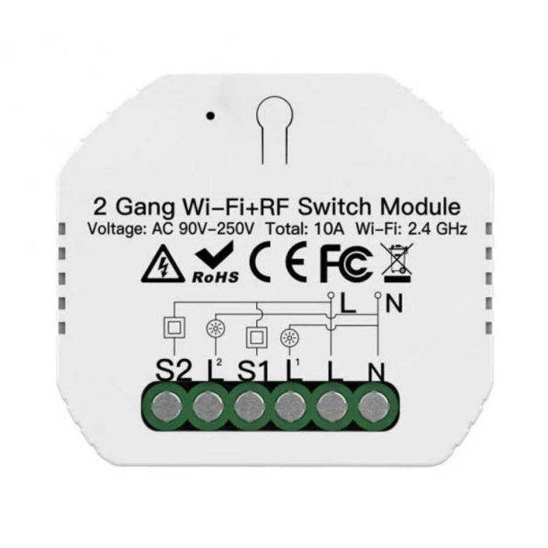 Mini Interruptor Inteligente Zrm-104B-Ms Moes Zigbee 3.0 + Rf433 2 Botones