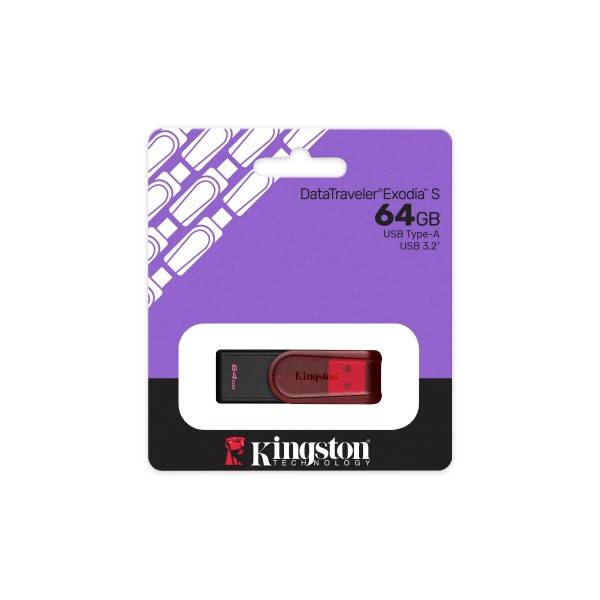 Pendrive Kingston Datatraveler Exodia S 64Gb Usb 3.2 Gen 1 Rojo
