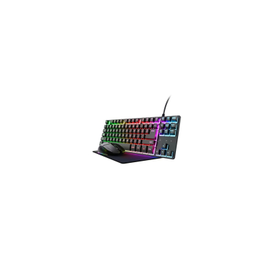 Combo Gaming Trust Gxt 794 3 En 1 Teclado Tkl + Mouse Inalámbrico + Mousepad Rgb Negro