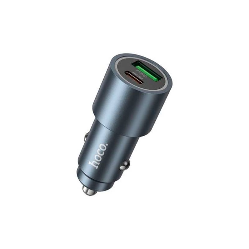 Cargador De Auto Dual Port 48W Usb-A Y Usb-C Blue Hoco Z50