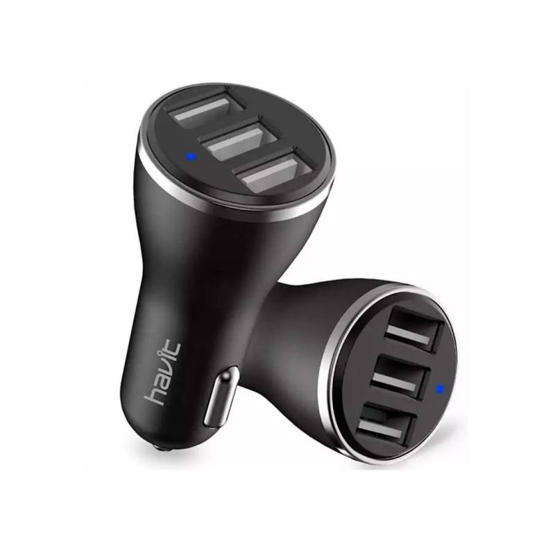 Cargador De Auto Havit 3 Puertos H212 Grey