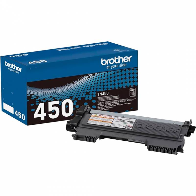Toner Brother Original Tn450 Negro. Rendimiento 2.600 Copias.