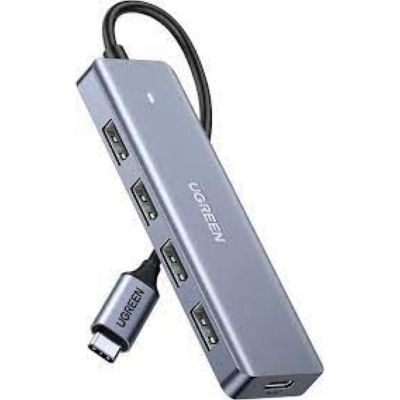 Hub Usb-C 70336 Ugreen 4 Puertos Usb 3.0 Aluminio Plateado