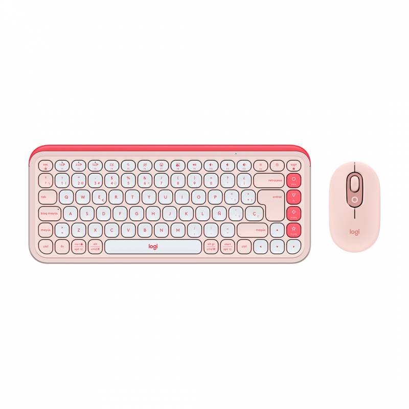 Combo Teclado Y Mouse Logitech Pop Icon Inalámbrico Rosa.