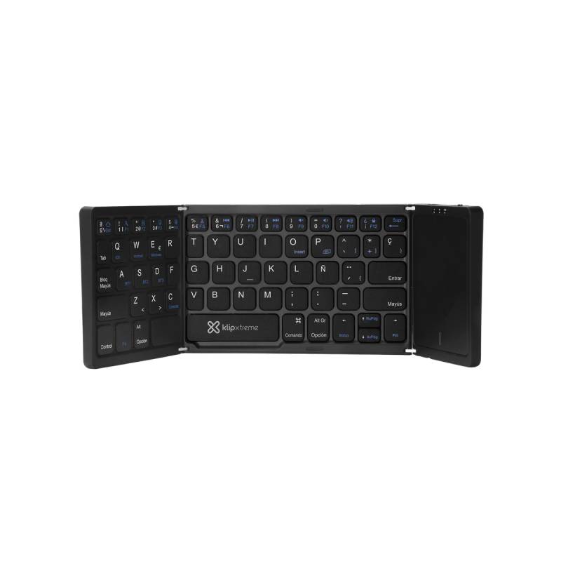 Teclado Plegable Klip Xtreme Flexplit Kck-650S-Bk, Bluetooth 5.0, Con Panel Táctil, Español, Negro.