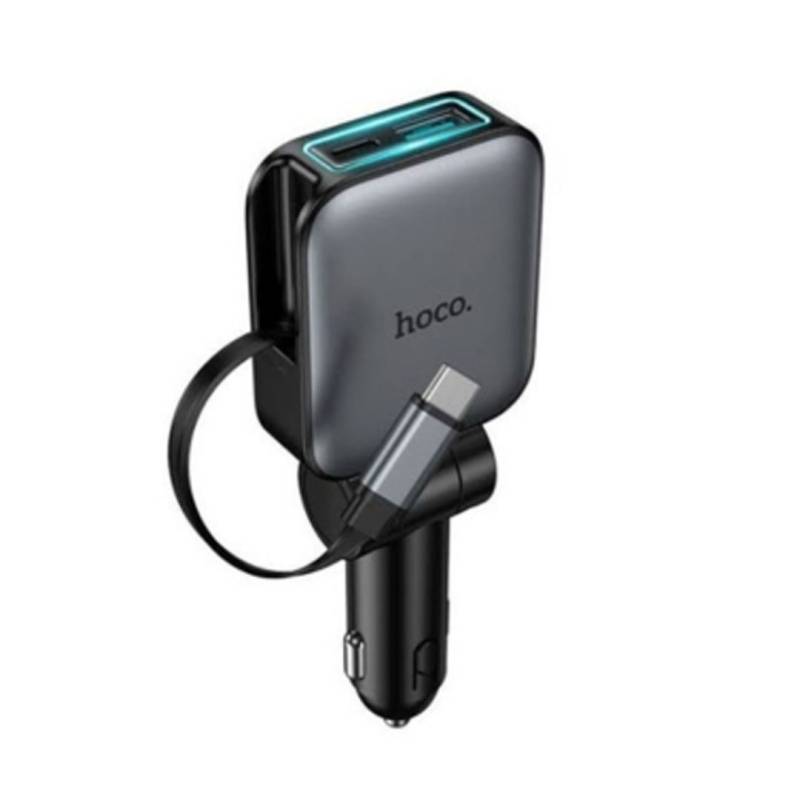 Cargador De Auto Z67 189330 Hoco Pd60W Usb-C + Usb-A Gris Metal