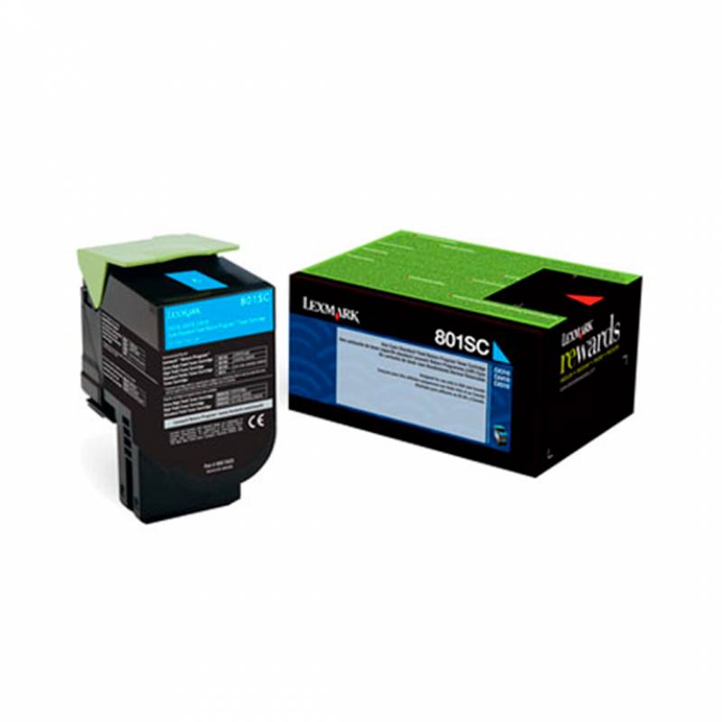 Toner Original Lexmark 80C8Sc0 Cyan. Rendimiento 2.000 Copias.