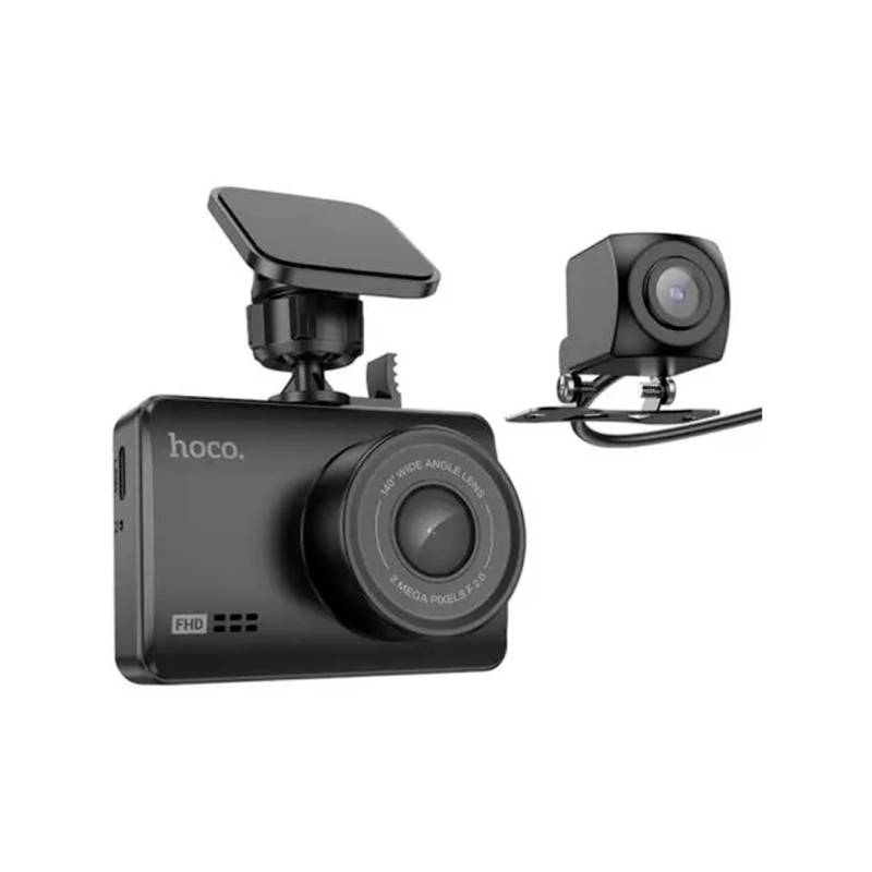 Camara Para Auto Hoco Dv3 Dahcam Videocamara Con Display Doble Canal Negra.