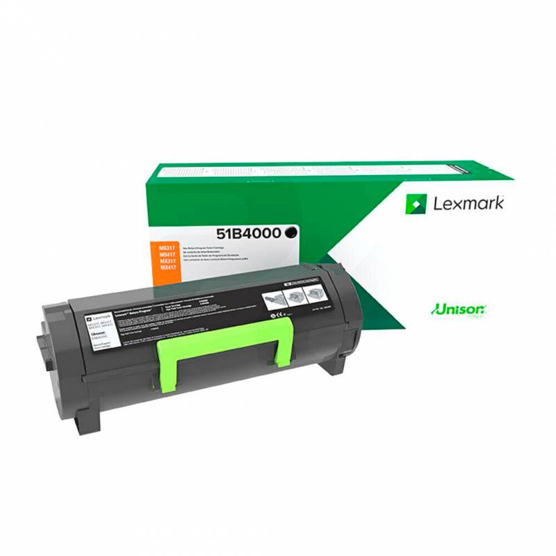 Toner Original Lexmark 51B4000 Negro. Rendimiento 2.500 Copias.