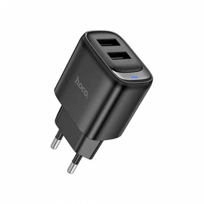 Cargador Hoco C141A 2 Usb-A  Eu 10W Negro.