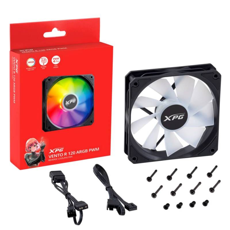 Ventilador Vento R 120 Argb Ventor120Argbpwm-Bkc Adata Xpg Reverse Black