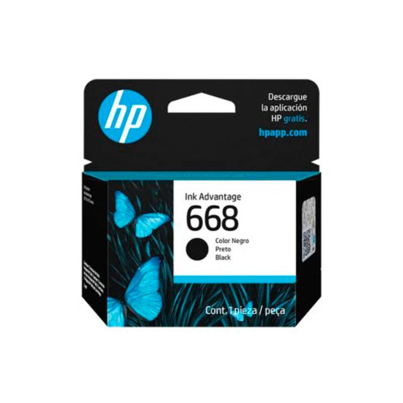 Hp Cartucho 7Fp37Vl 668 Negro
