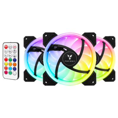 Kit Ventiladores Argb Rgbhubp Perseo Heleo X3 Con Hub Y Control Remoto
