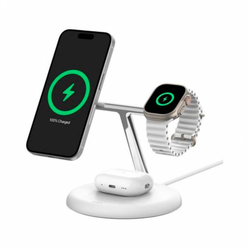 Cargador Inalambrico Belkin Wiz023Vfwh 3 En 1 15W Blanco Cp