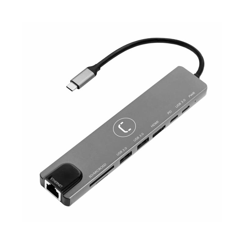 Hub Unno Tipo C 8 En 1 Usb 3.0 Hdmi Ethernet