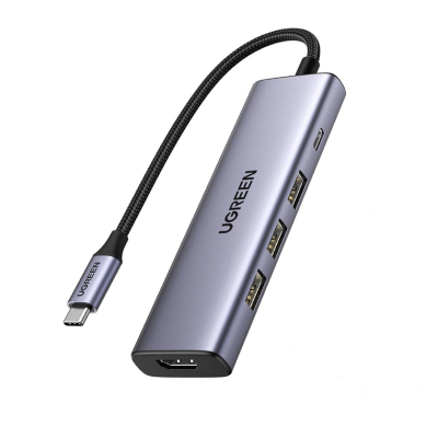 Hub Usb-C 5 En 1 15596 Ugreen Hdmi + Usb 3.0 + Usb-C Plateado