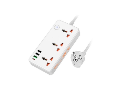 Zapatilla Hoco Ac8A Schuko Universal Usb-C. Usb-A  Blanco 30W.