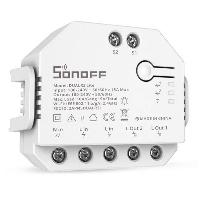 Mini Interruptor Inteligente Dualr3 6920075775402 Sonoff Wifi Dual Blanco