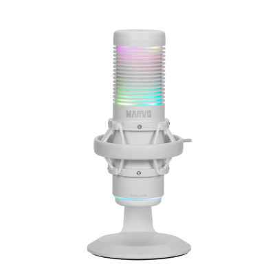 Micrófono Mic-07 Mic-07Wh Marvo Usb Condensador Cardioide Blanco Rgb