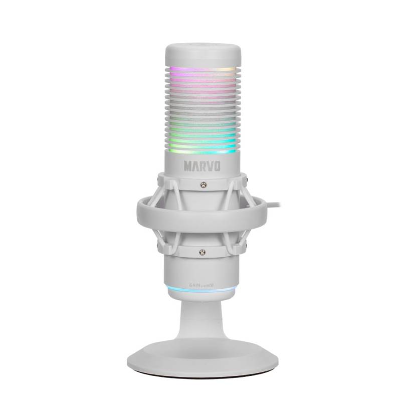 Micrófono Mic-07 Mic-07Wh Marvo Usb Condensador Cardioide Blanco Rgb