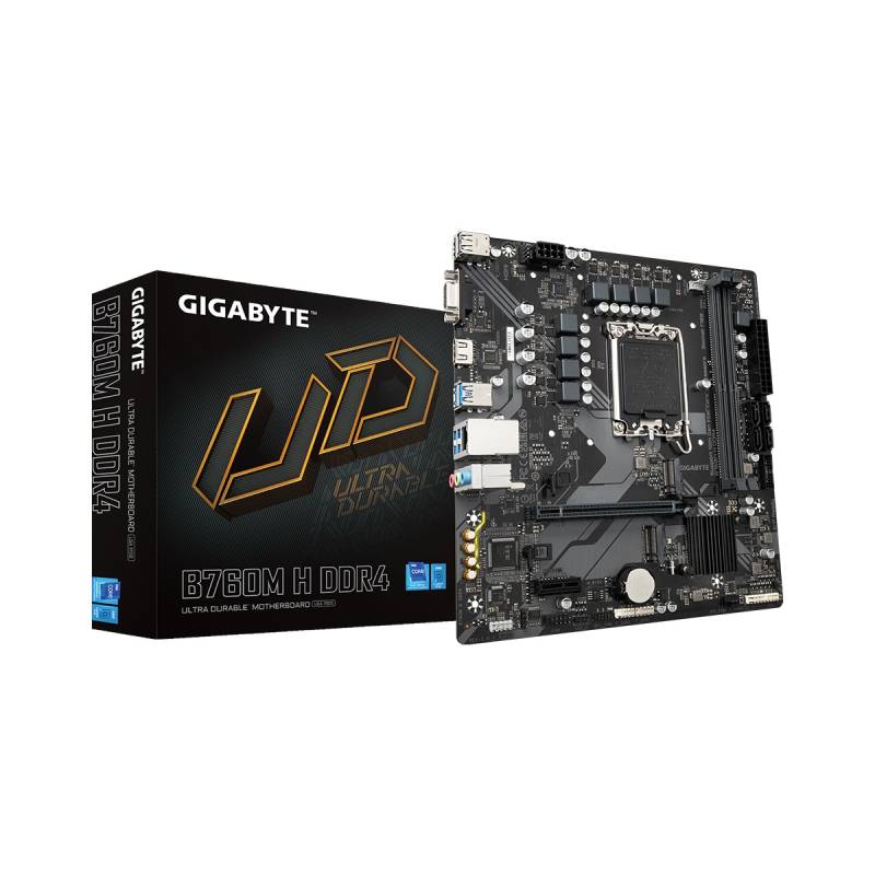 Motherboard Gigabyte B760M H Ddr4, Micro Atx, Socket Lga1700, Chipset Intel B760.