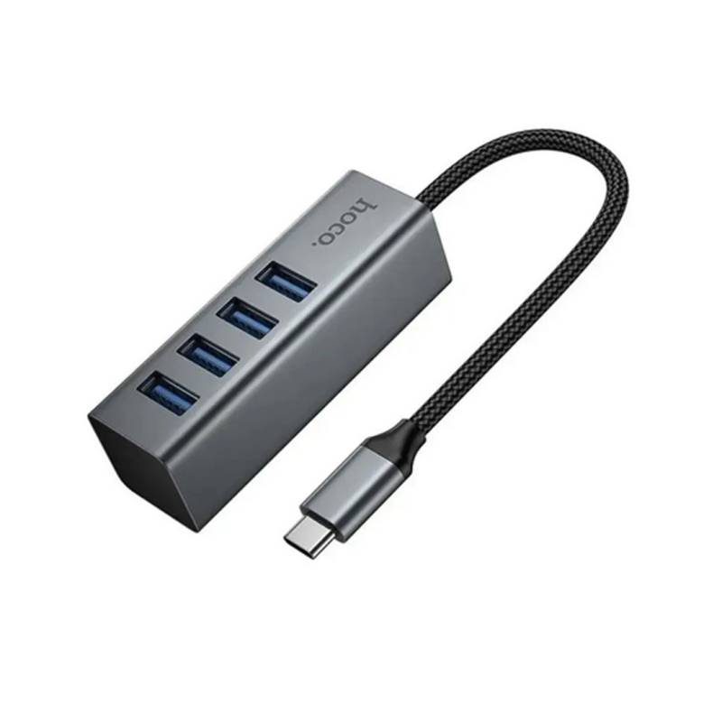 Hub Usb Hb1C 189320 Hoco 4 En 1 Usb-C A 4 Usb-A 3.0 Gris Metal