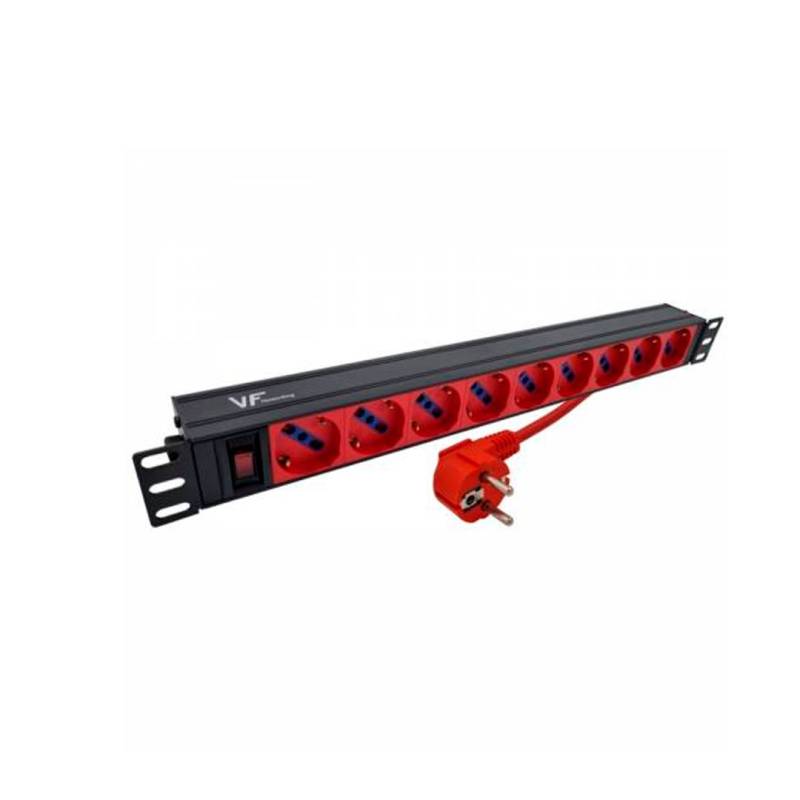 Pdu 9 Tomas Rojo Schuko/3 En Línea 3Mts - 19 C/Llave